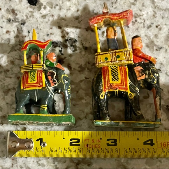 Vintage Wooden Elephant & Rider Figurines - Picture 12 of 16